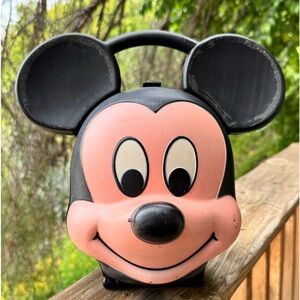 Vintage 1980s Mickey Mouse Aladdin Thermos & Lunchbox –Hard Shell Classic Disney